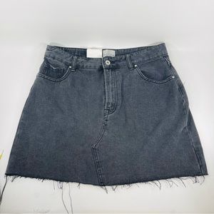 Cotton On Black Distressed Denim Mini Skirt Size 14